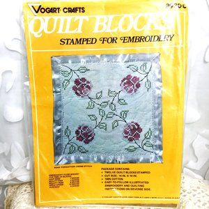 Vogart Roses Quilt Blocks Crafts Kit 8930C NOS Vintage
